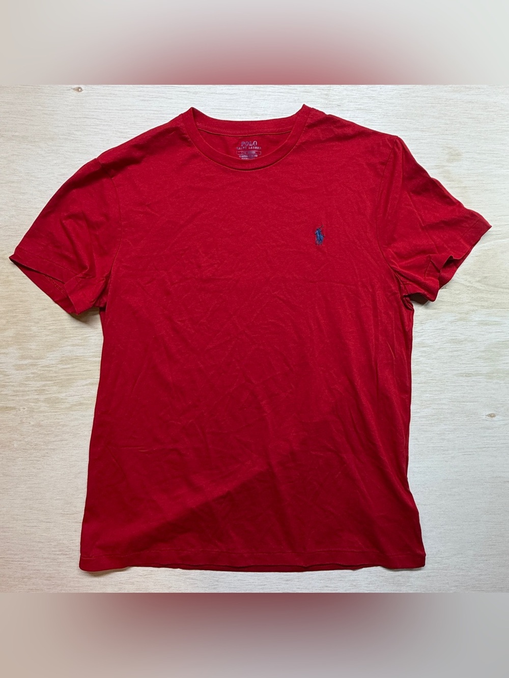 Polo Ralph Lauren T-Shirt Mens Large Red Blue Embroidered Pony Custom Slim Fit